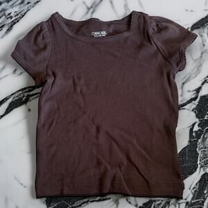 Cherokee Girls Tee Sz 12‎ Mo Brown Short Sleeve Solid Basic 100% Cotton Knit NEW